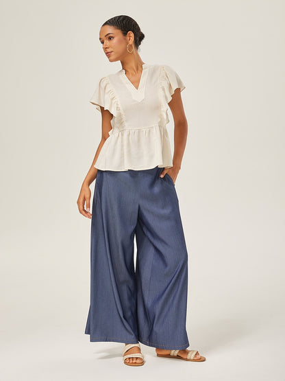Daily Casual Tencel Denim Wide-Leg Pants