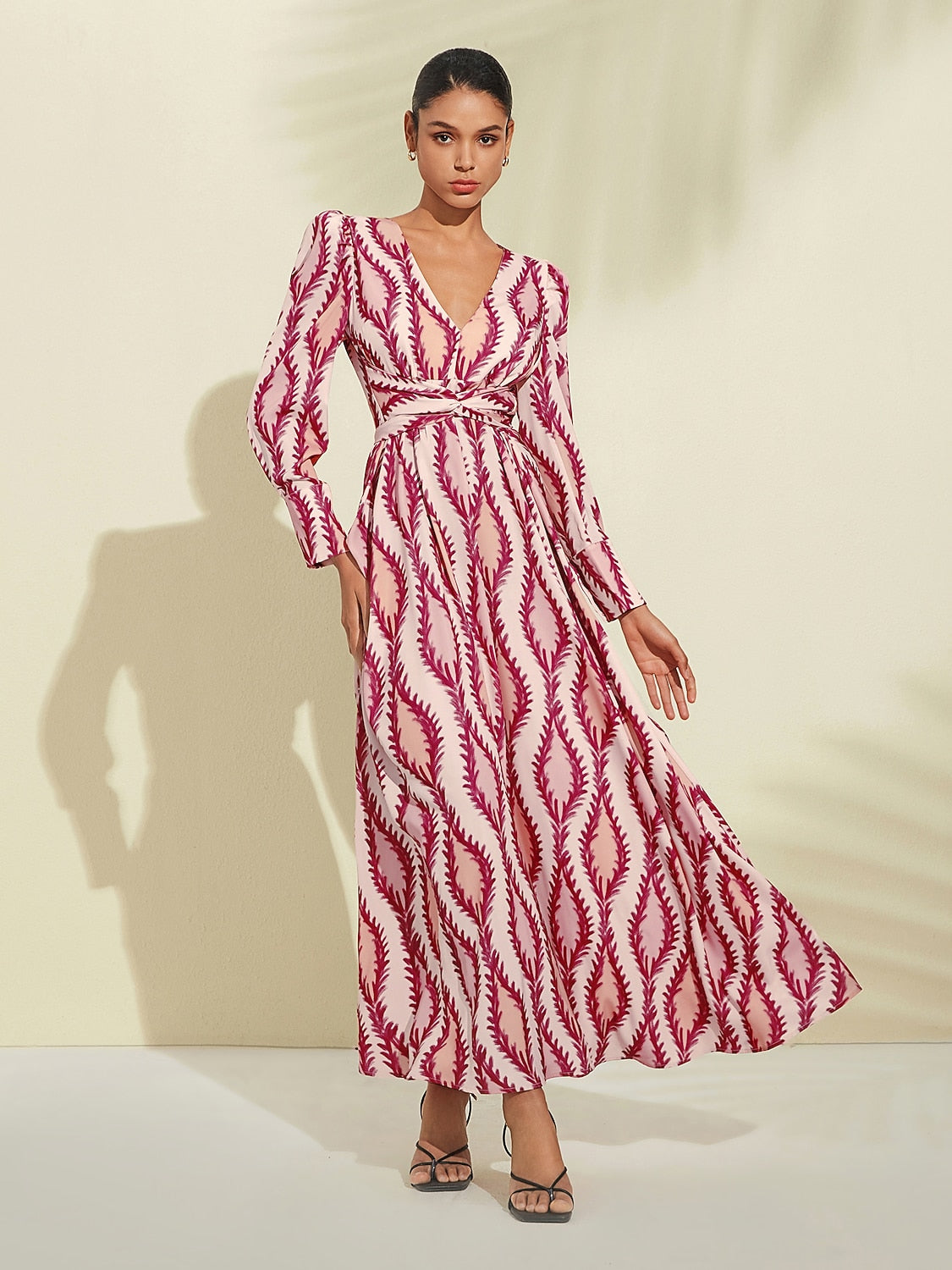 Maxi Dress White Satin Floral Print