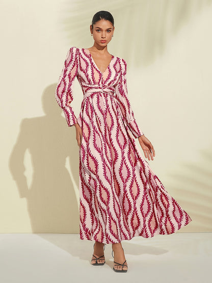 Maxi Dress White Satin Floral Print