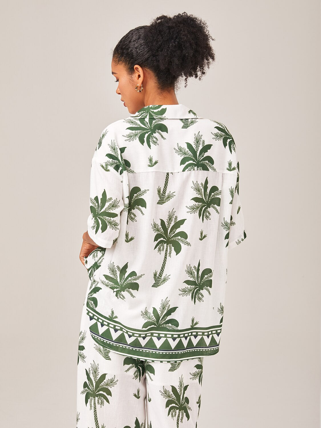 Vacation Palm Tree Print Loose Two-Piece Set