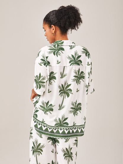 Vacation Palm Tree Print Loose Two-Piece Set