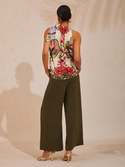 Vacation Elastic Drawstring Wide leg Pants