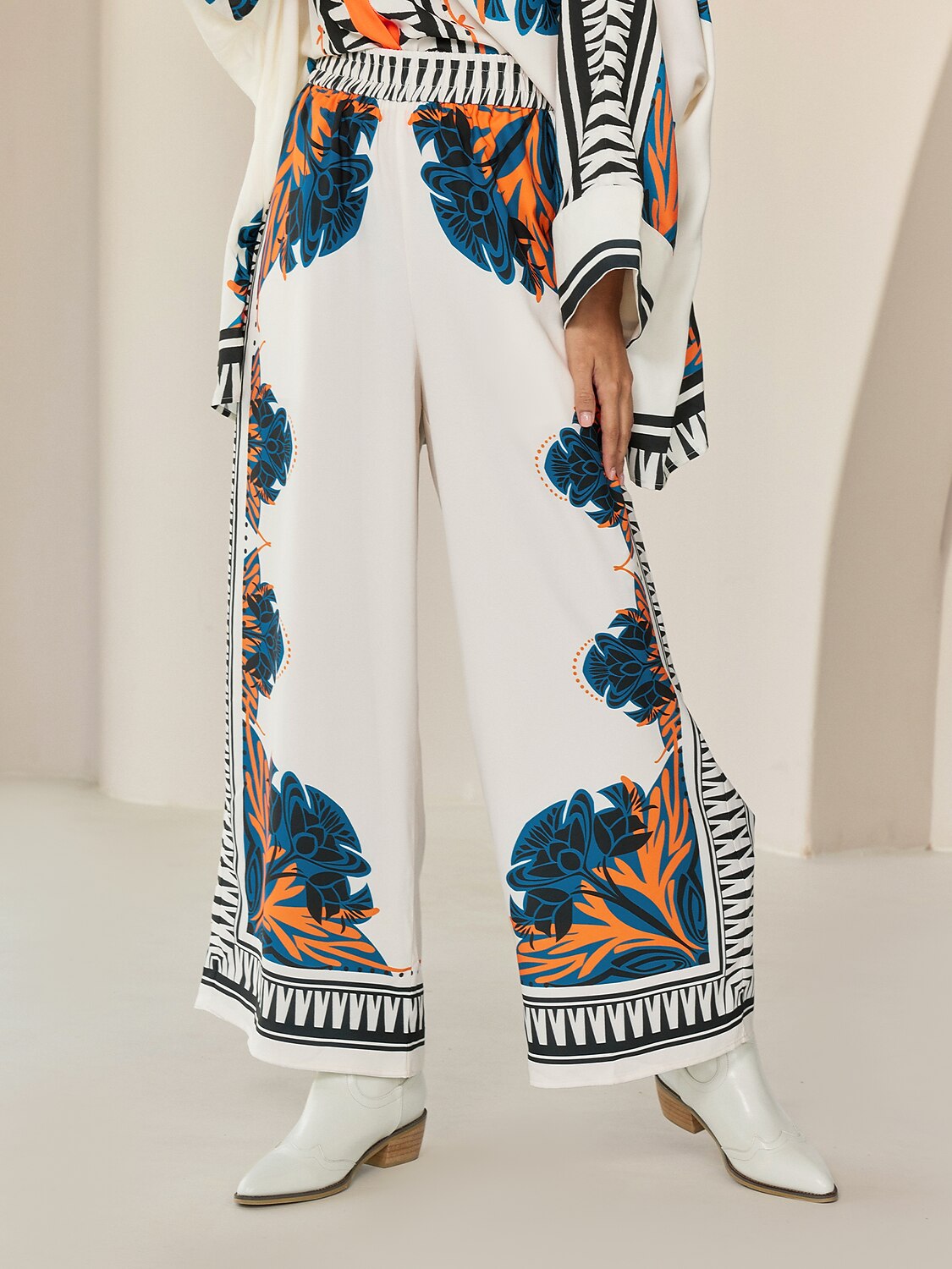 Pants Satin Wide Leg Maxi Loose Bohemian