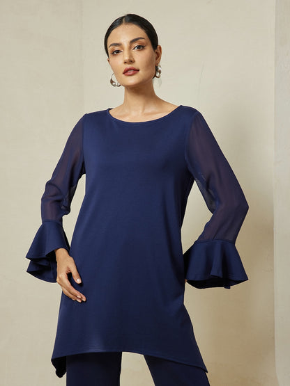 Modal Patch Flare Cuff Knit Blouse