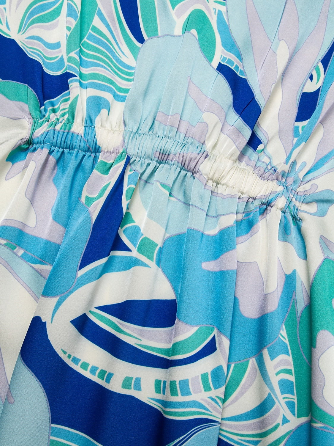 Satin Floral Print V-Neck Beach Vacation Midi Dress