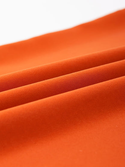 Satin Orange Stand Collar Wide Leg Pants Set