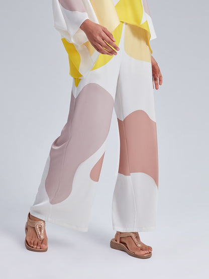 Loose Fit Elastic Waist Wide-Leg Pants Pocket