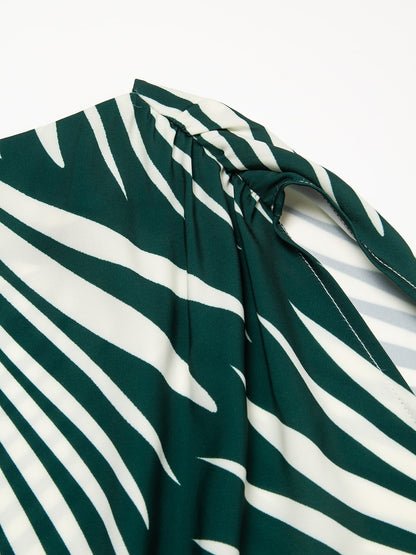 Satin Print Raglan Midi Dress