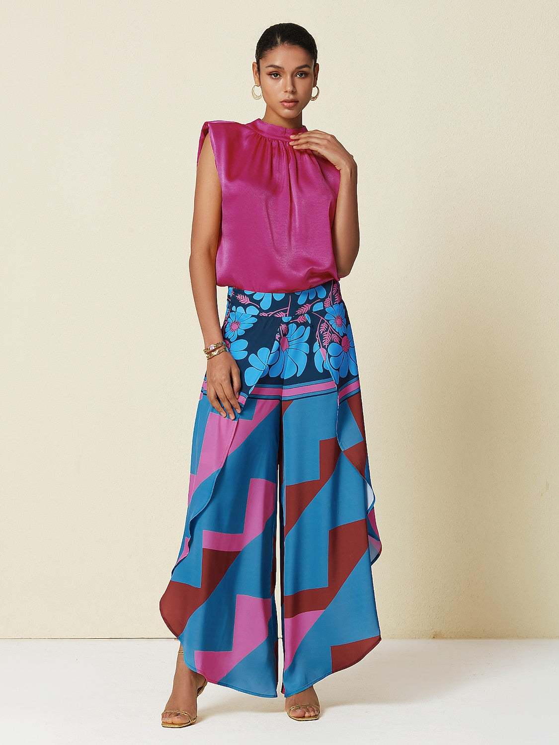 Satin less High Blouse