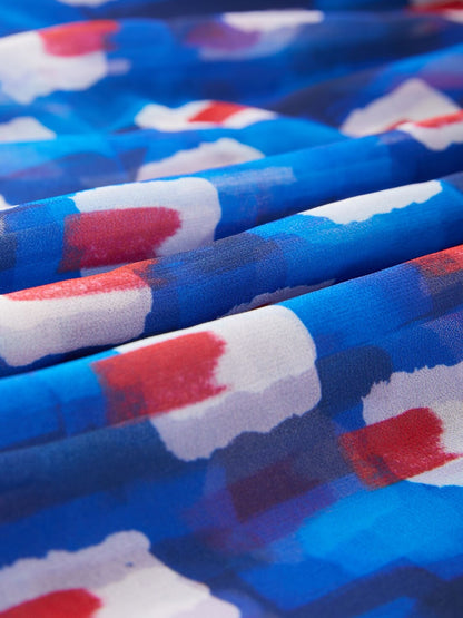 Geometric Color-Block Chiffon Maxi Dress