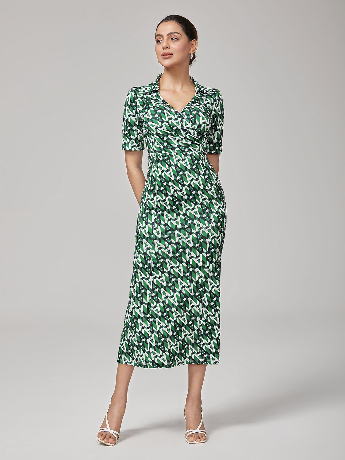 Stretch Waist-Cinching Mermaid Midi Satin Dress