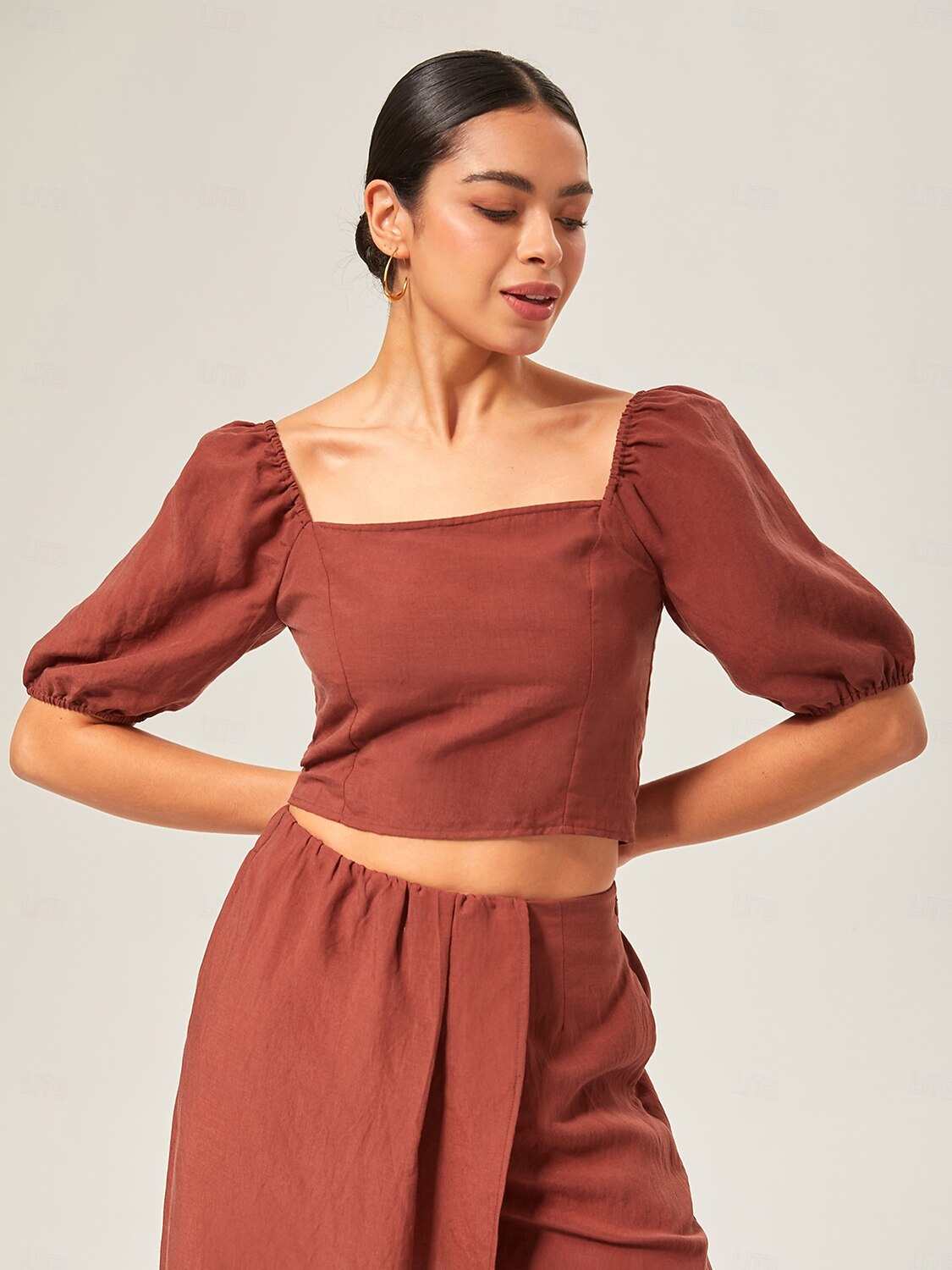 Lyocell-Blend Smocked Blouse