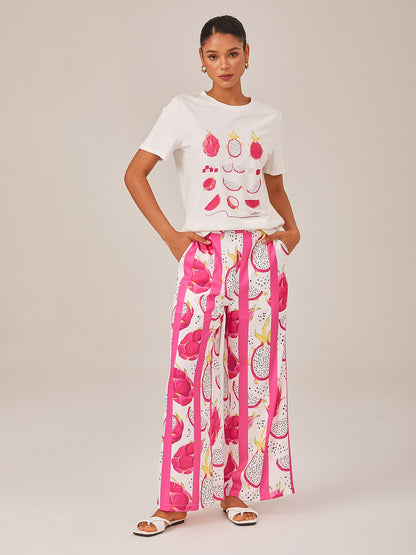 Dragon Fruit Striped Wide Leg Pants