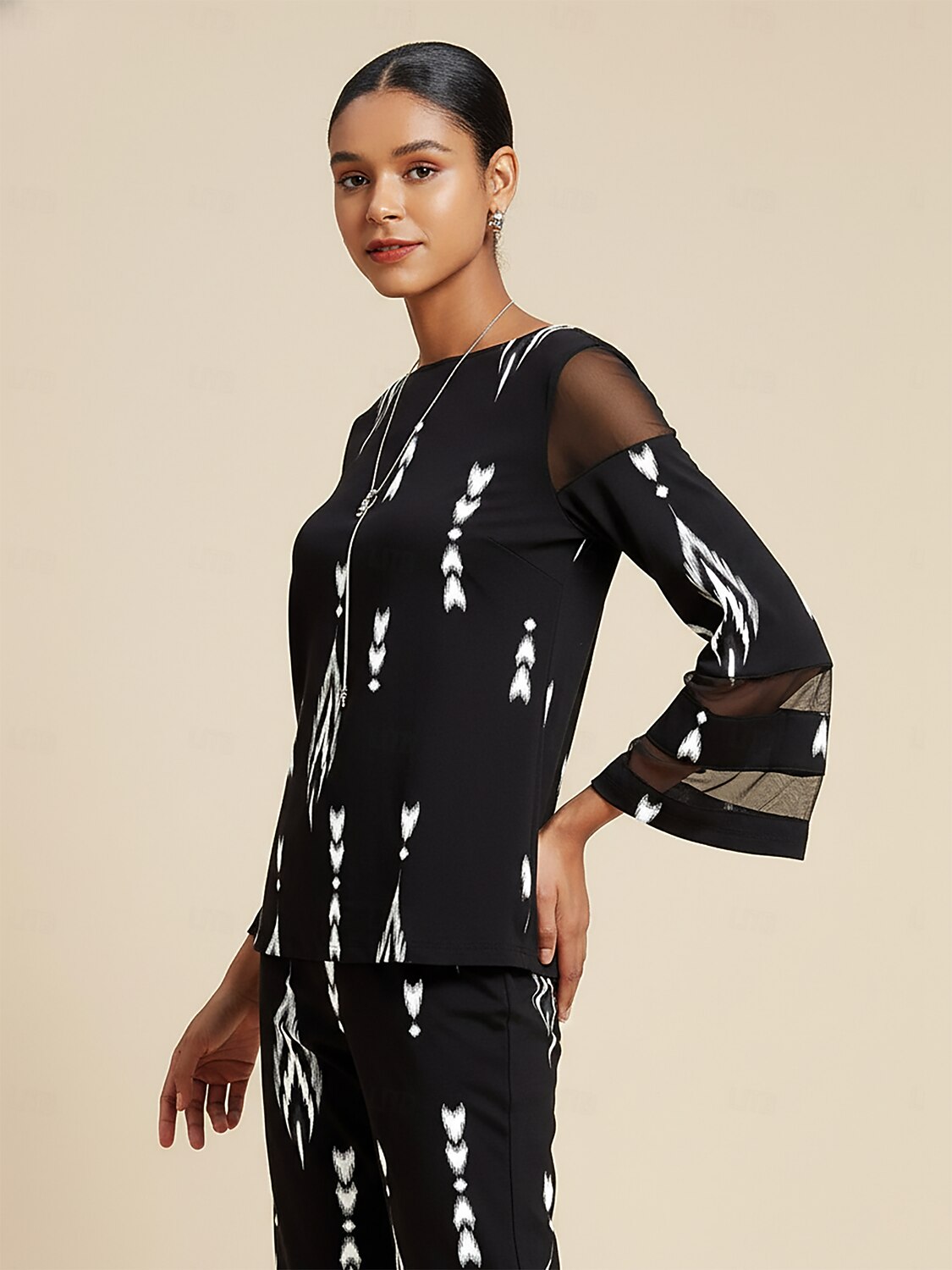 Geometric Print Elegant Casual Spring Vacation Top