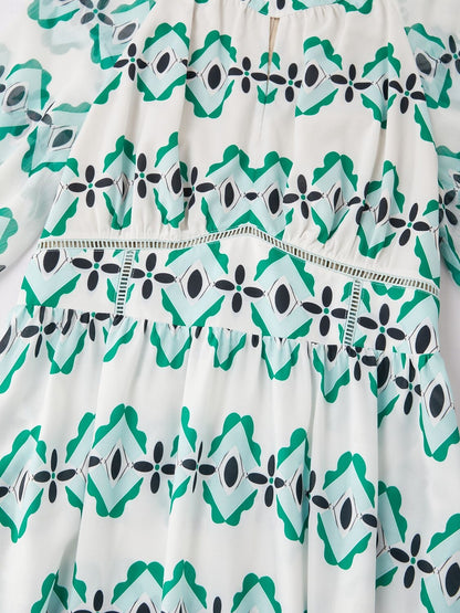 Geometric Cinched Waist Midi Dress