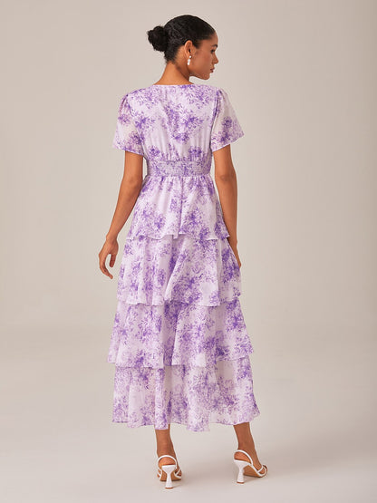 Maxi Dress Purple Lightweight Chiffon