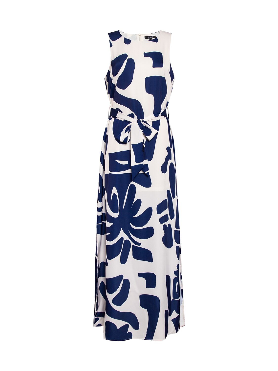 Matte Satin Sleeveless Floral Print Vacation-Style Maxi Dress