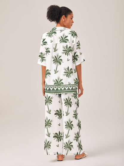 Vacation Palm Tree Print Loose Two-Piece Set