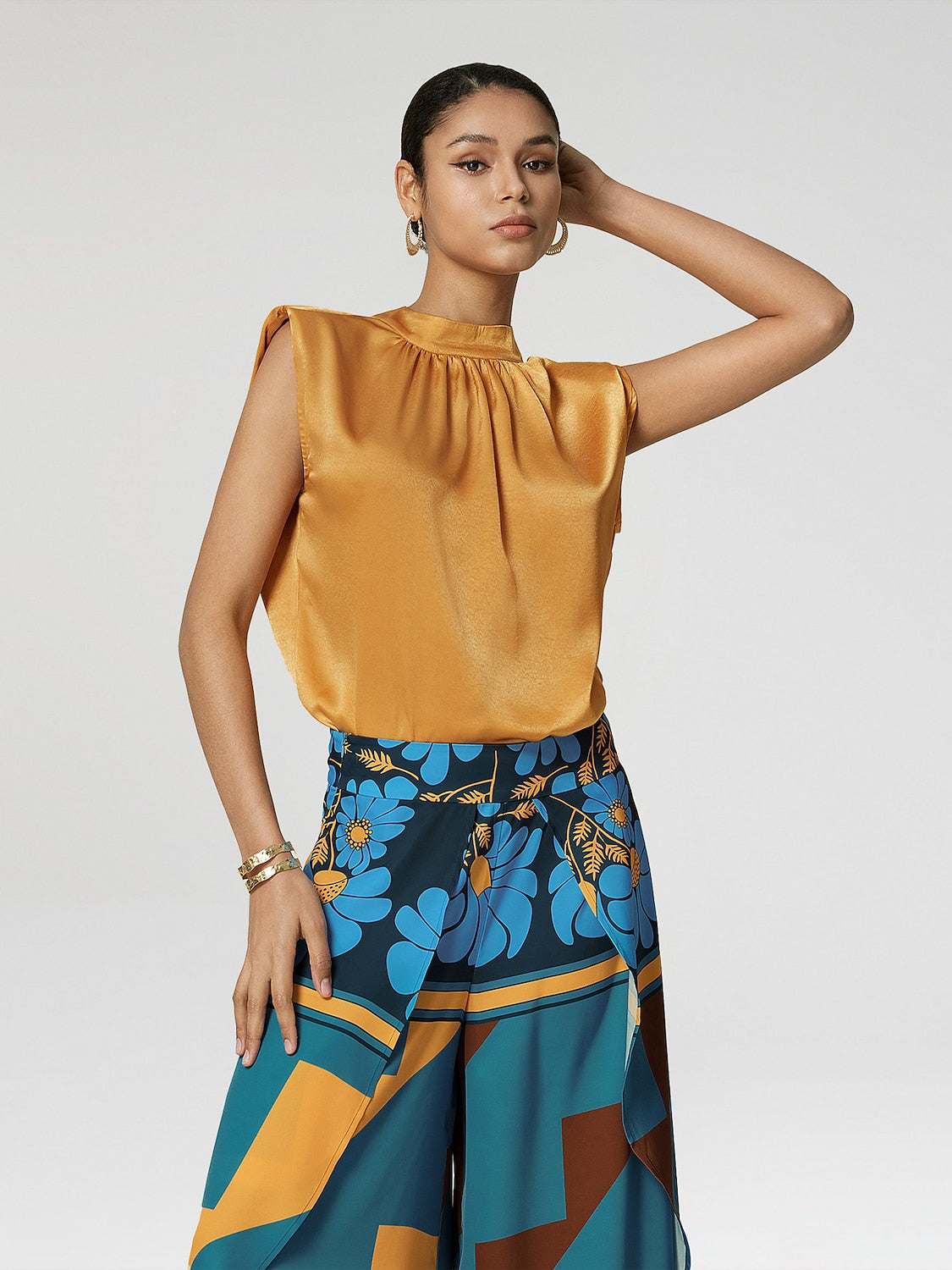 Satin less High Blouse