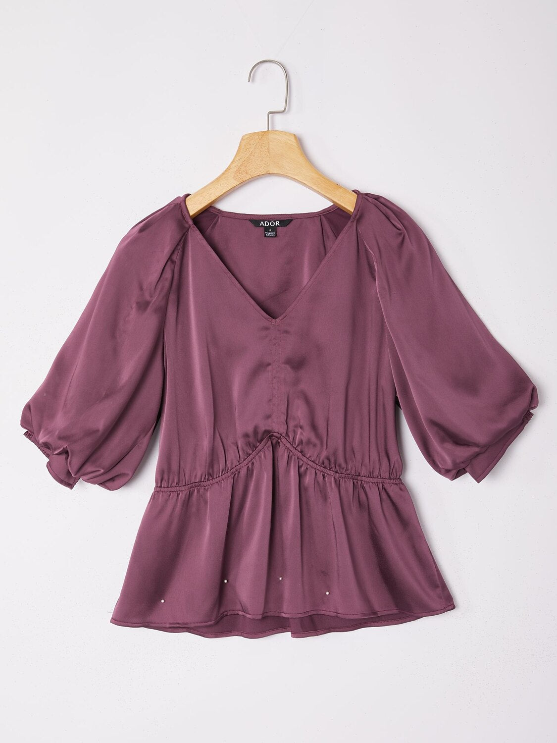 V-Neck Puff Sleeve Peplum Top