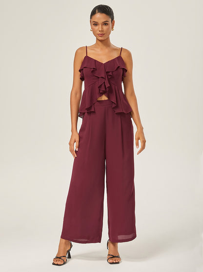 Loose Culottes Wide Leg Full Length Chiffon Pants