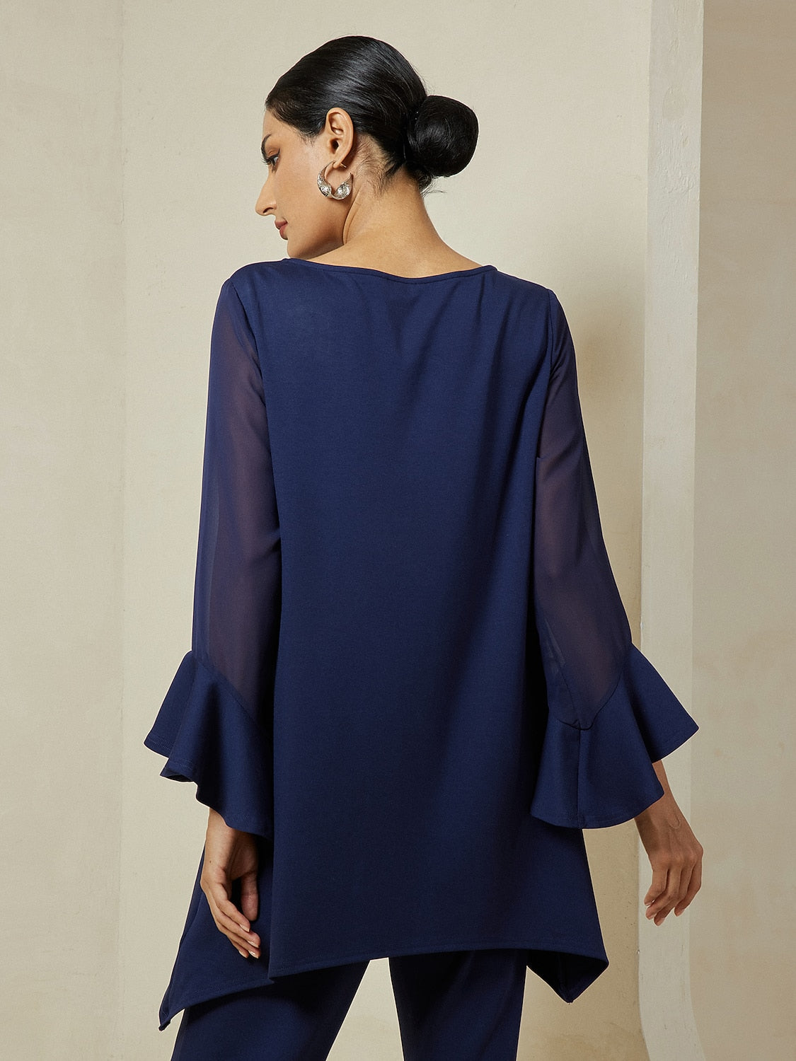 Modal Patch Flare Cuff Knit Blouse