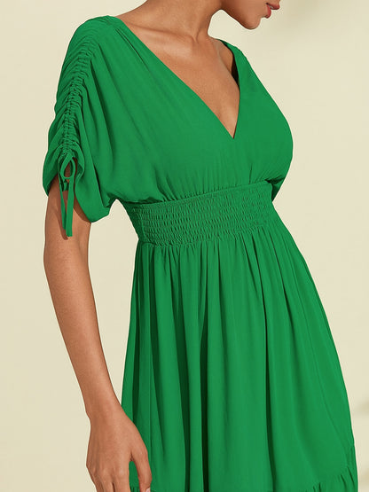 Chiffon Halter Tie Back Smock Maxi Dress
