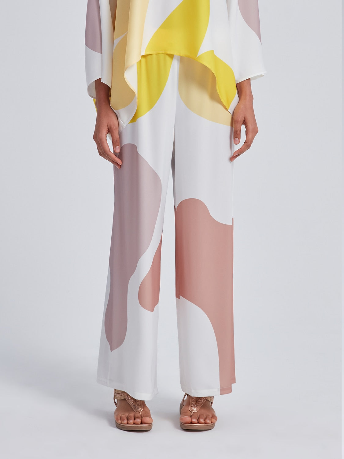 Loose Fit Elastic Waist Wide-Leg Pants Pocket