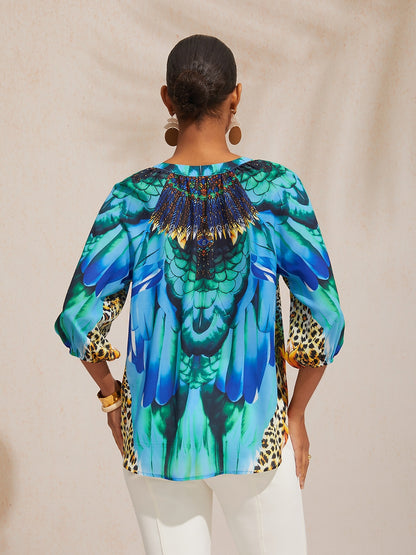 Vacation Jungle Beast Print Chiffon Top
