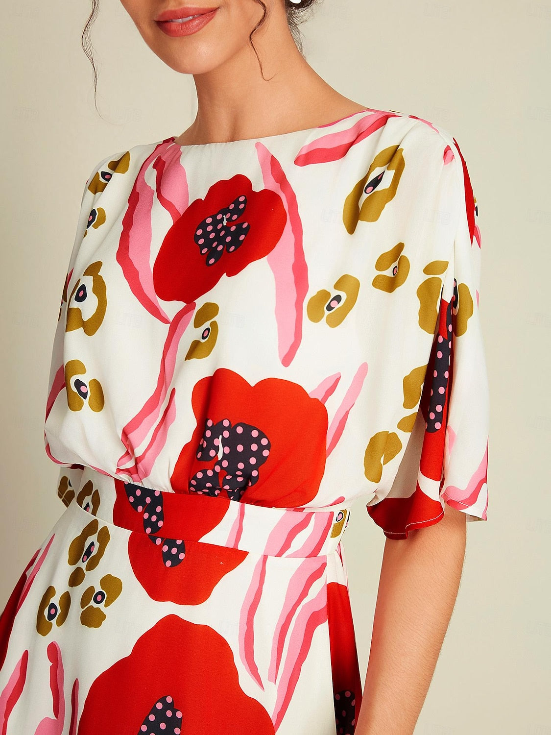 Chiffon Abstract Floral Print Maxi Dress Vacation