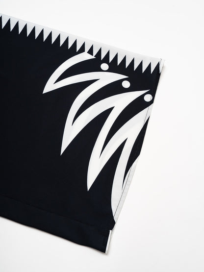 Wide Leg Pants Black Satin Full Length Printing