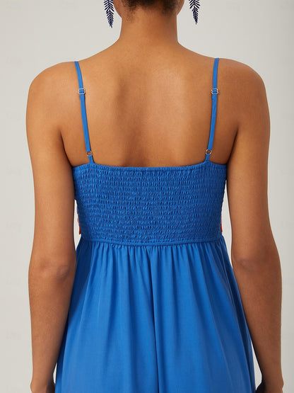 Tencel Color-Block Wave Hem Cami Dress