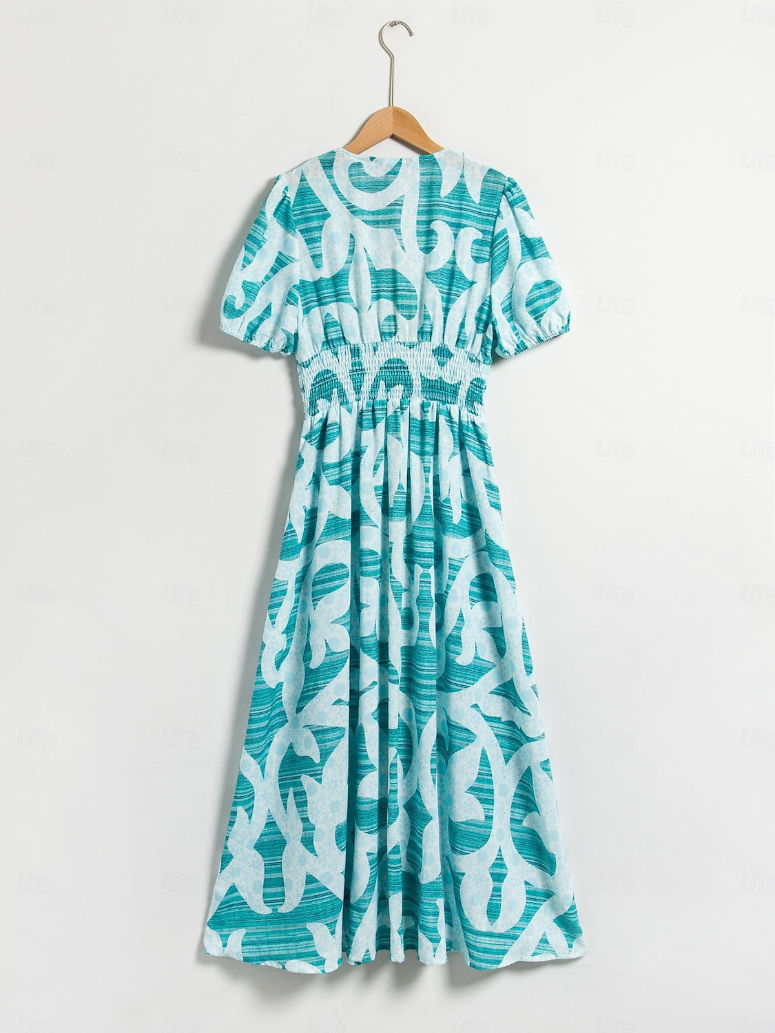 Puff Sleeve V Neck Maxi Dress