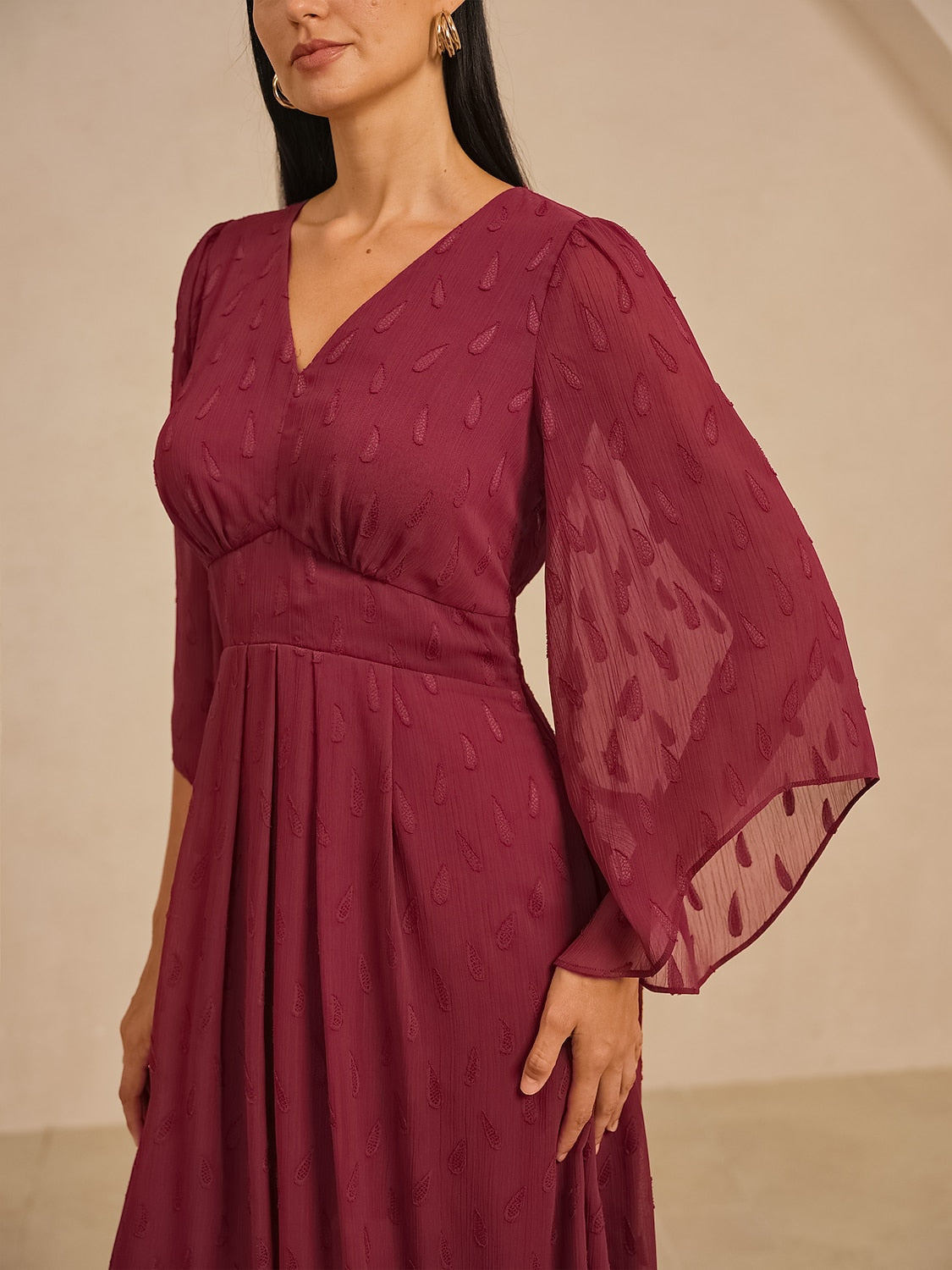 Chiffon Paisley Pattern Maxi Dress