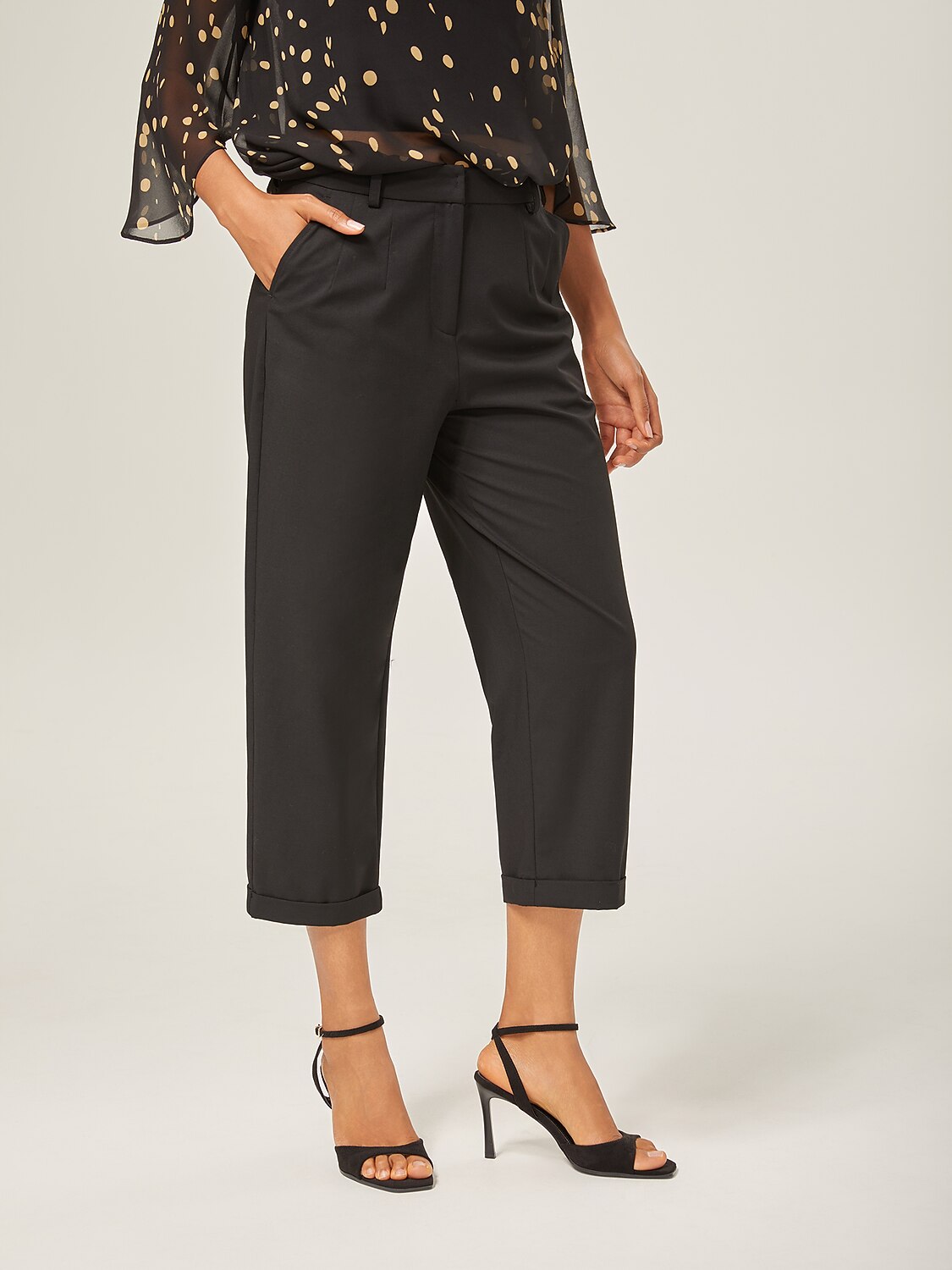 Slim Fit Black Wool Ankle Cigarette Pants