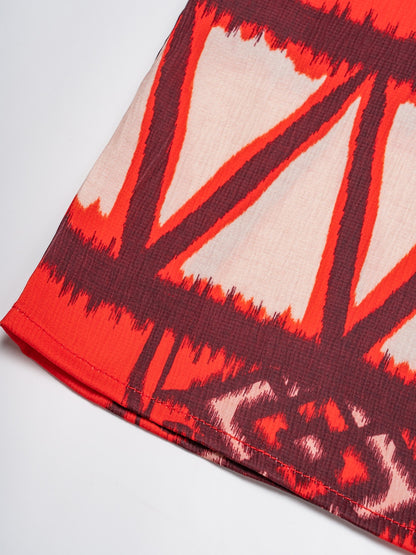 Chiffon Orange Bohemian Printing Turtle Blouse