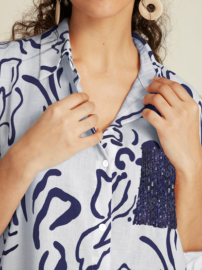 Sequin Apricot Curve Pocket Roll Up Maxi Shirt Dress