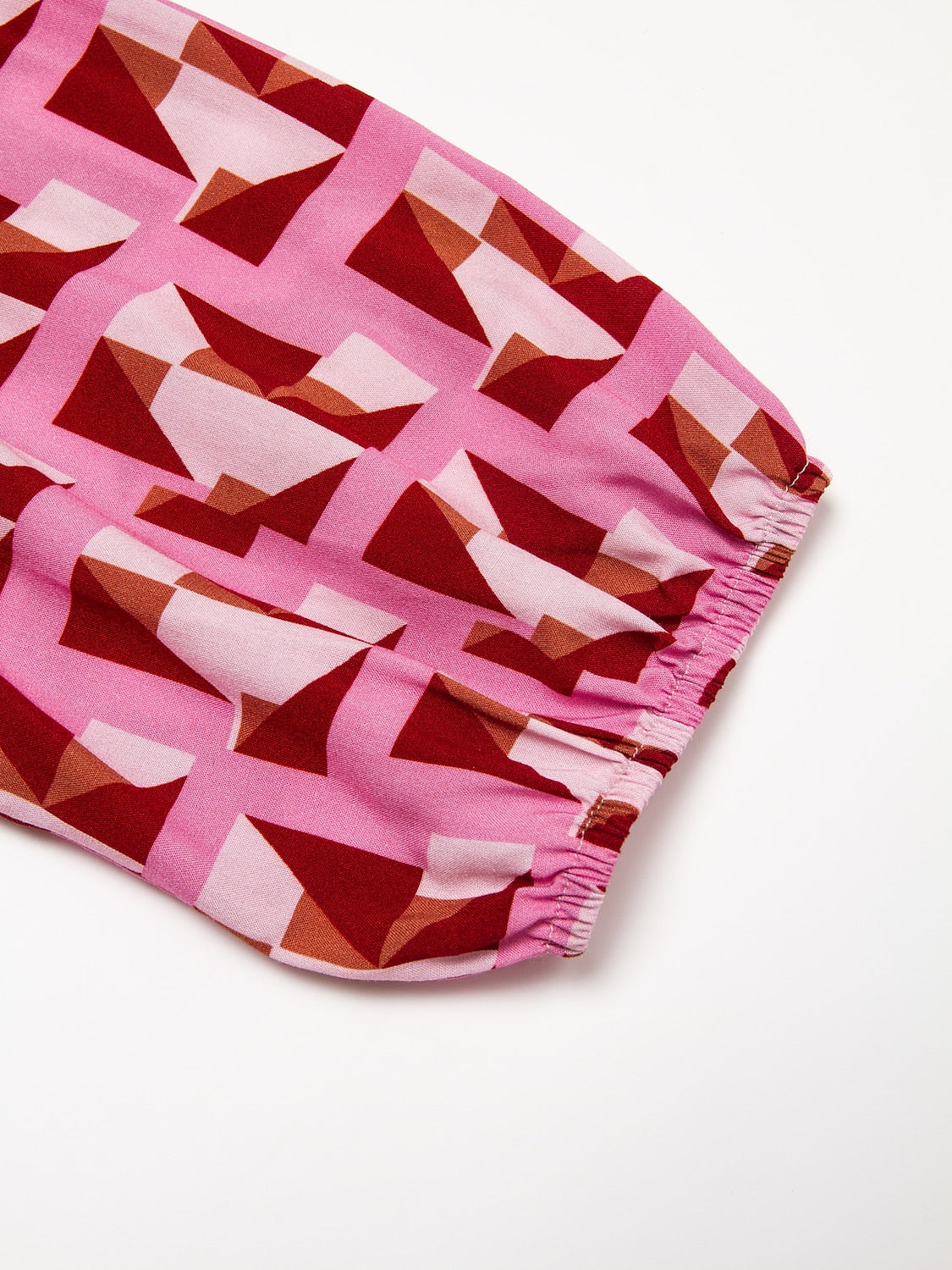 Resort Maxi Dress Pink Short Geometic Drawstring