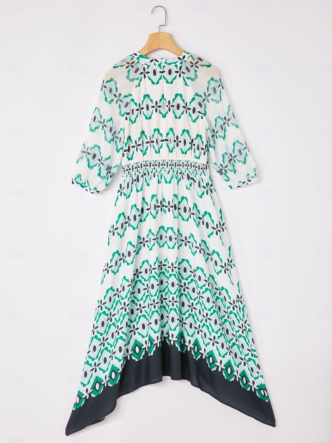 Geometric Cinched Waist Midi Dress