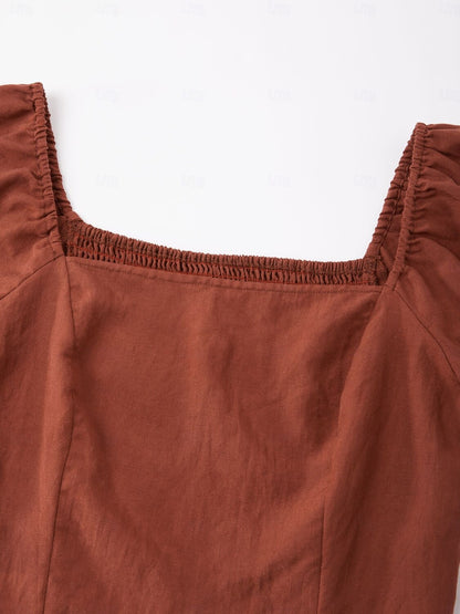 Lyocell-Blend Smocked Blouse