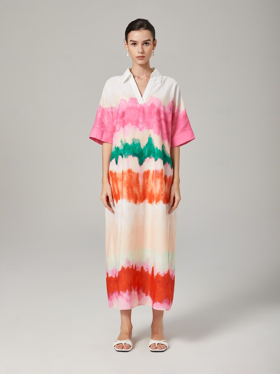 Color Gradient Printed Shirt Dress