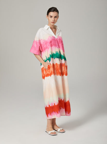 Color Gradient Printed Shirt Dress