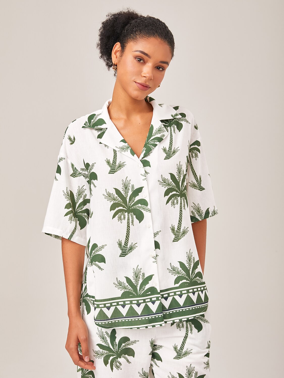 Vacation Palm Tree Print Loose Two-Piece Set