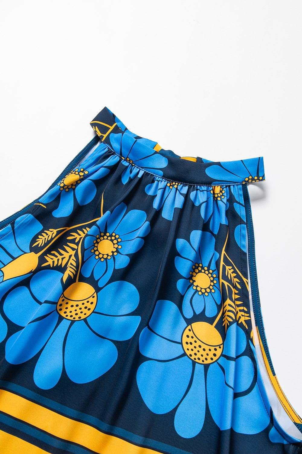 Geometic Flower/Plants Ruched Tie back/Tie front Blouses