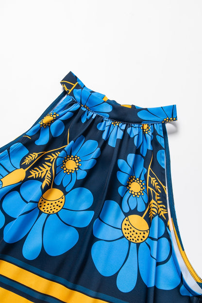 Geometic Flower/Plants Ruched Tie back/Tie front Blouses