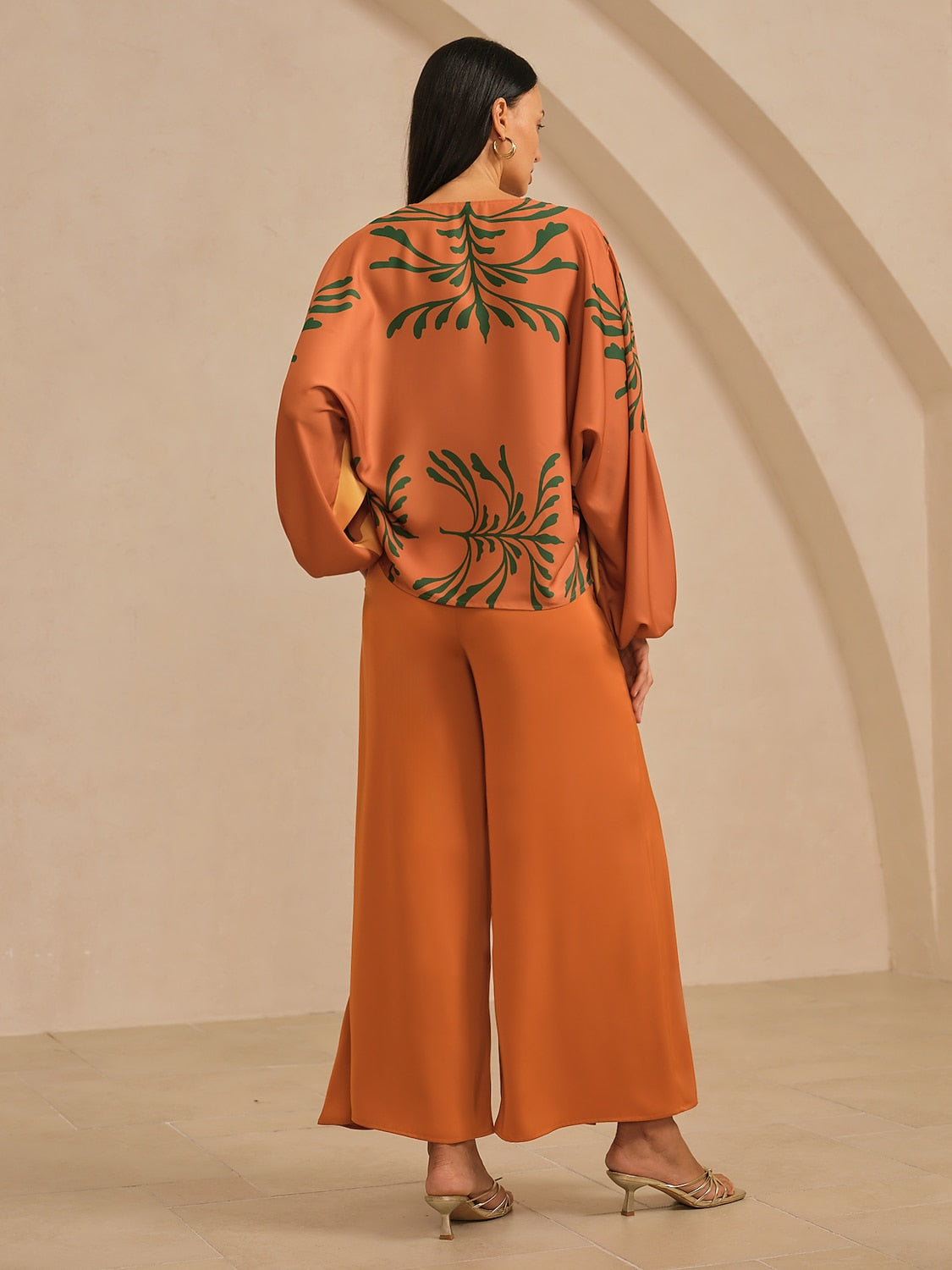 Vivid Fuchsia Print Satin Lantern Top