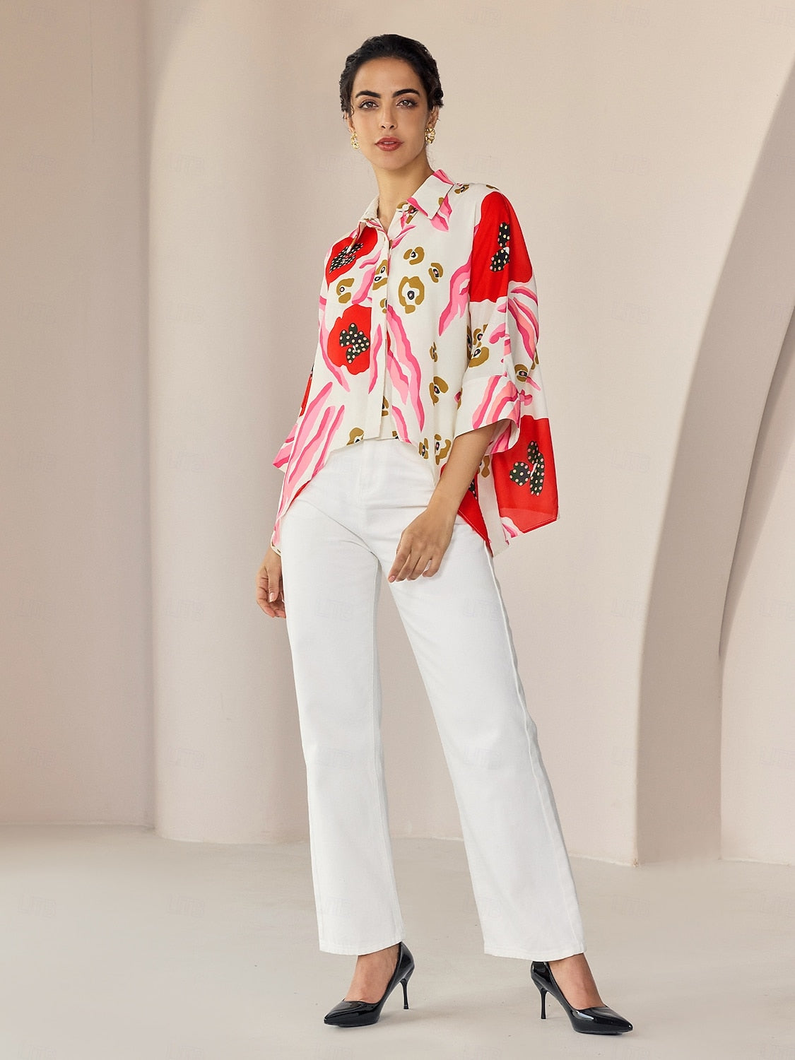 Chiffon Floral Print Casual Daily Shirt