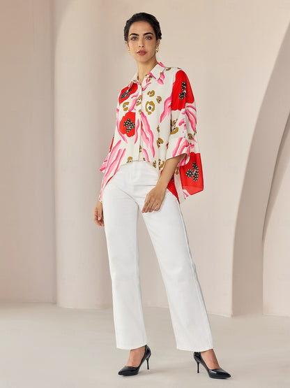 Chiffon Floral Print Casual Daily Shirt