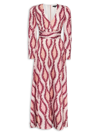 Maxi Dress White Satin Floral Print