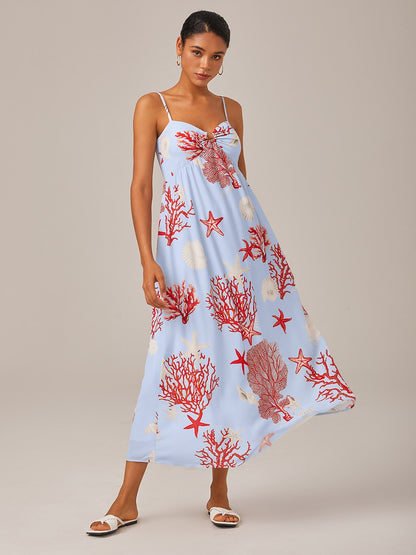 Red Ocean-Themed Cami Dress